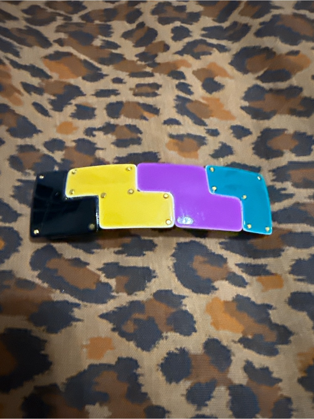Source Unknown Multicolor Enamel Hair Clip - Black, Yellow, Purple, Teal